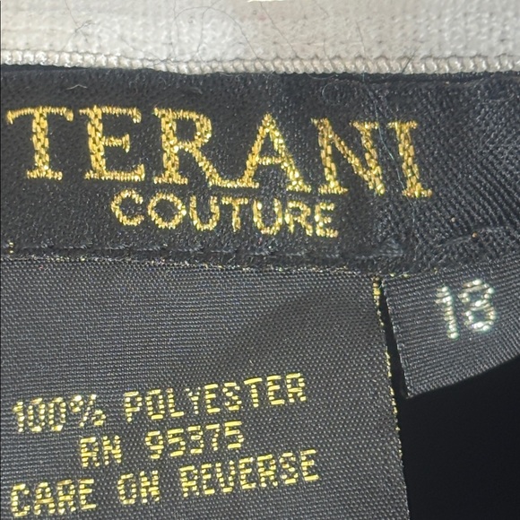 NWT Terani Couture Womens Black Beaded Neckline Strapless High Low Gown Size 18 - Picture 2 of 16